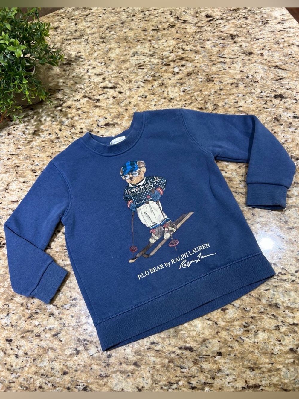 Ralph Lauren Blue Polo Bear Ski Crewneck Sweatshirt